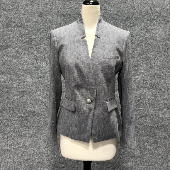 Veronica Beard Jackets & Blazers - Veronica Beard Blazer Womens 8 Blue Farley Dickey Jacket Herringbone Linen